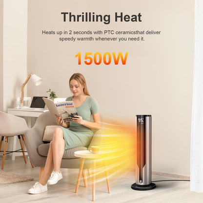 Space Heater Indoor, ATUPEN 1500W PTC Electric Heaters with Thermostat Remote, 70°Oscillation, 12H Timer, Fast Safety Ceramic Room Heater for Home Bedroom Office