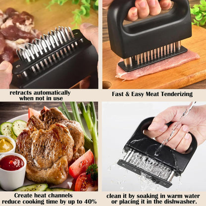 Meat Tenderizer,Stainless Steel Ultra Sharp Needle Blade Tenderizer for Tenderizing Steak, Beef with Cleaning Brush,Durable Baking Kitchen Accessories