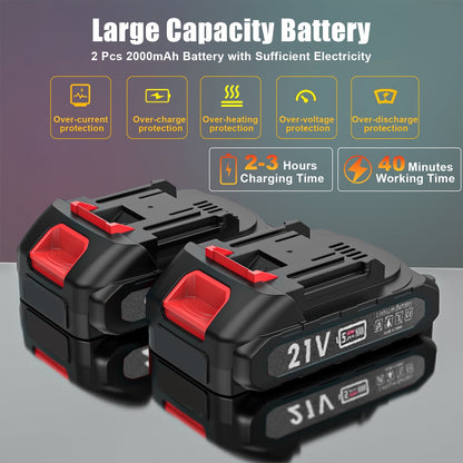 ATUPEN Mini 4” Battery Powered Chainsaw, 21V 1500mAh, Cordless, Lightweight, Safety Features