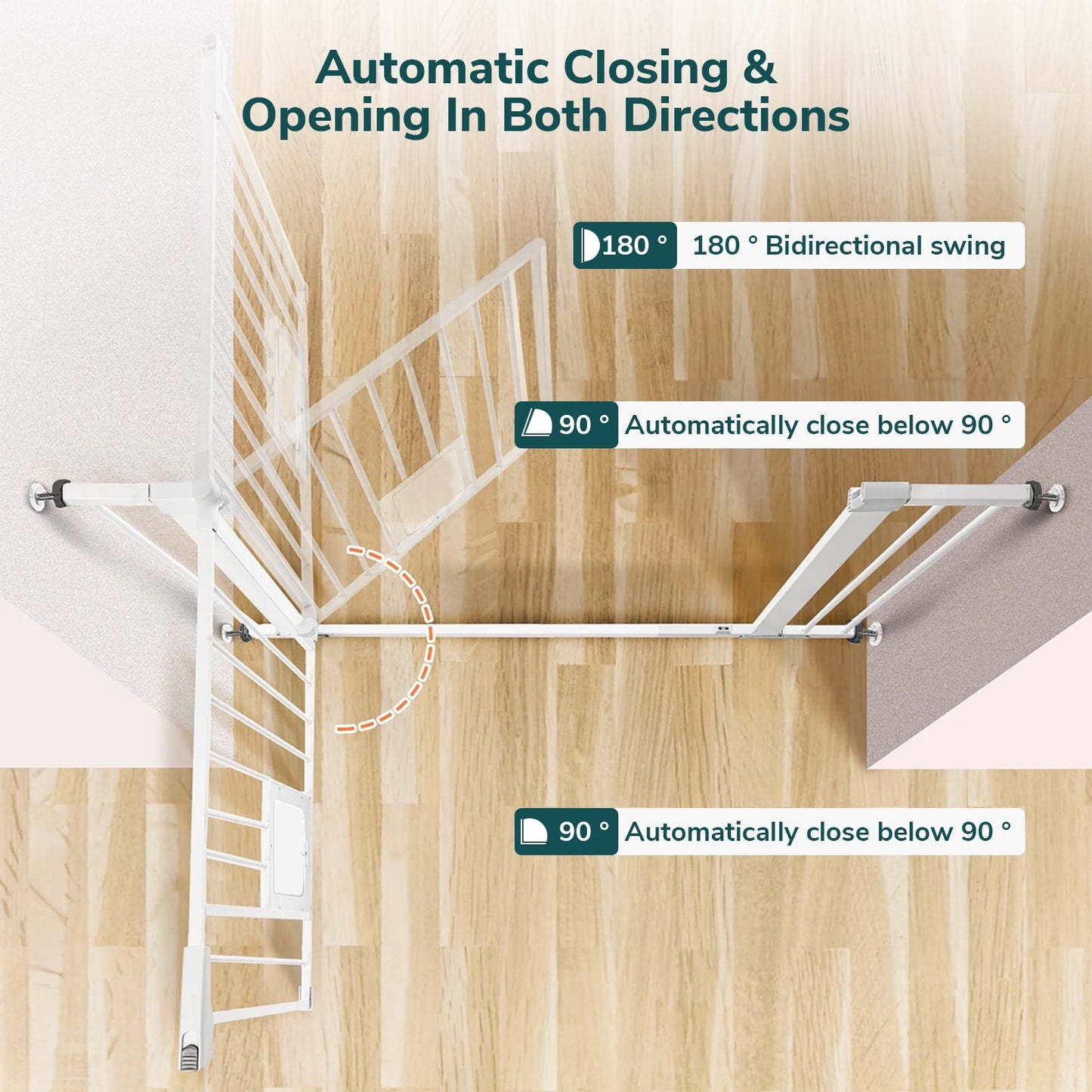 Extra Wide Baby Gate,29.5"-40.6" with Pet Door, Metal Dog Gate for Stairs & Doorways,Pressure Mount Gate for Ages 6 to 36 Months