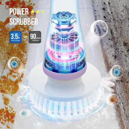 SZRSTH Electric Spin Scrubber - Cordless Cleaning Brush with Extendable Handle Power Shower Scrubber for Bathroom Kitchen Tile Floor