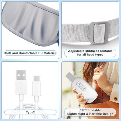 Kailwokk Eye Massager with Heat & Vibration – 5 Massage Modes, Bluetooth Music, Adjustable Headband Fathers Day Gifts - White