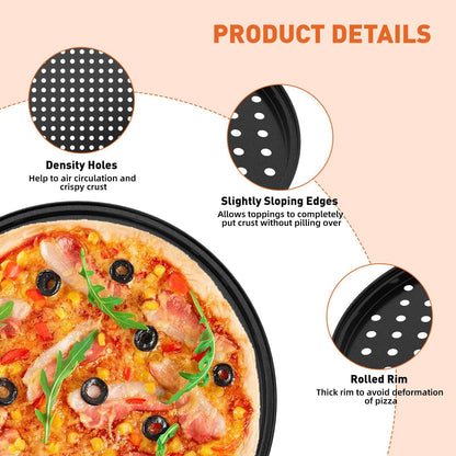 Pizza Pan for Oven Pizza Pans 12 Inch Pizza Tray Round Pizza Pan with Holes Nonstick Carbon Steel Pizza Pan