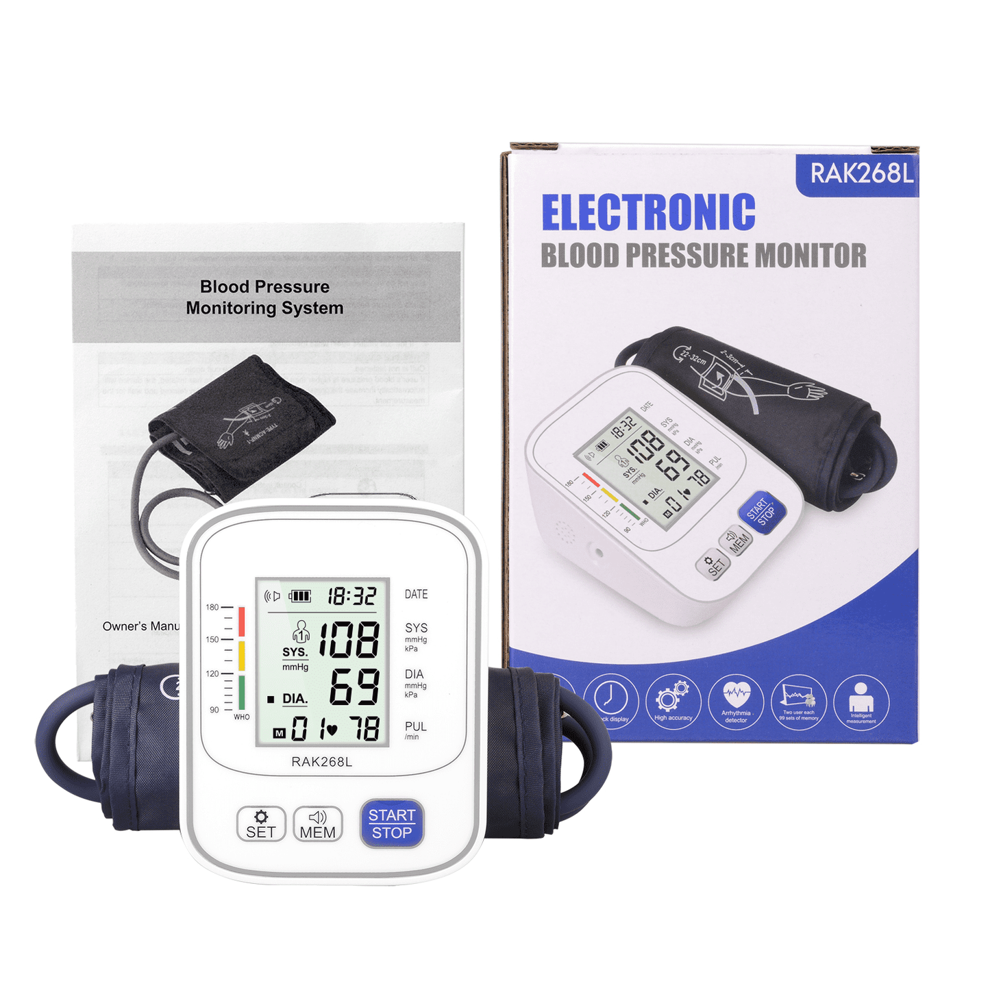 Blood Pressure Monitors: Voice Blood Pressure Machine Upper Arm with Large Wide Cuff Automatic Digital BP Machine LCD Screen