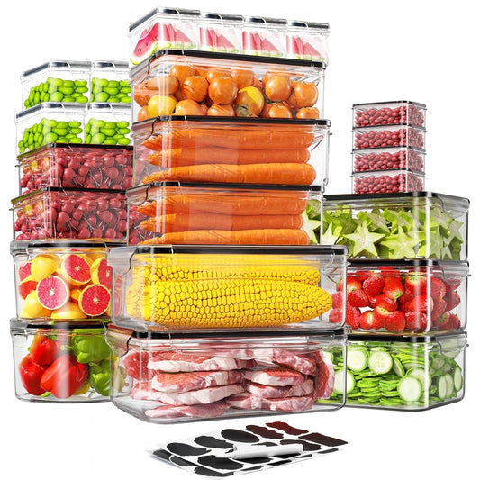 ATUPEN 50 Pcs Food Storage Containers with Lids, Meal Prep Plastic Container Pantry & Kitchen Organization(24 Containers + 24 Lids)