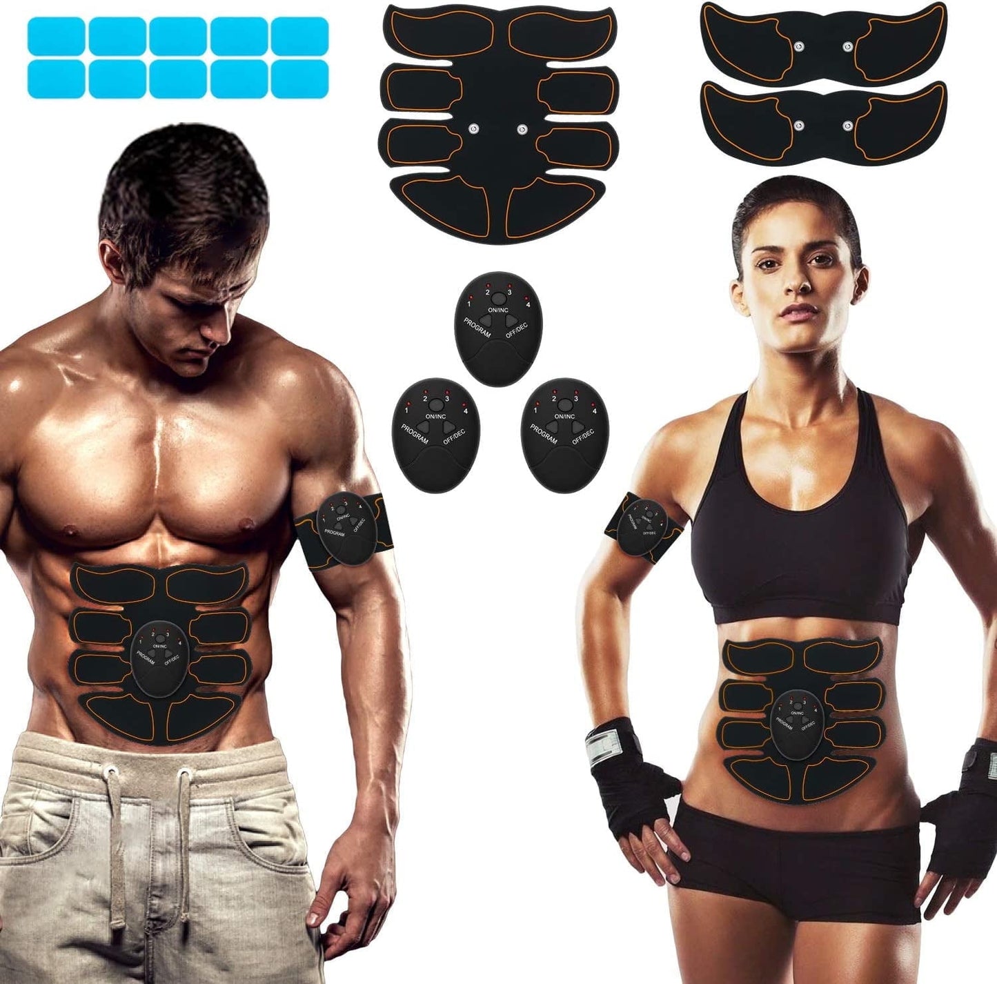 Abs StimulatorWorkout Equipment for Men Women Abdominal Toning Workout for Abdomen/Arm/Leg16 pcs Free Gel Pads