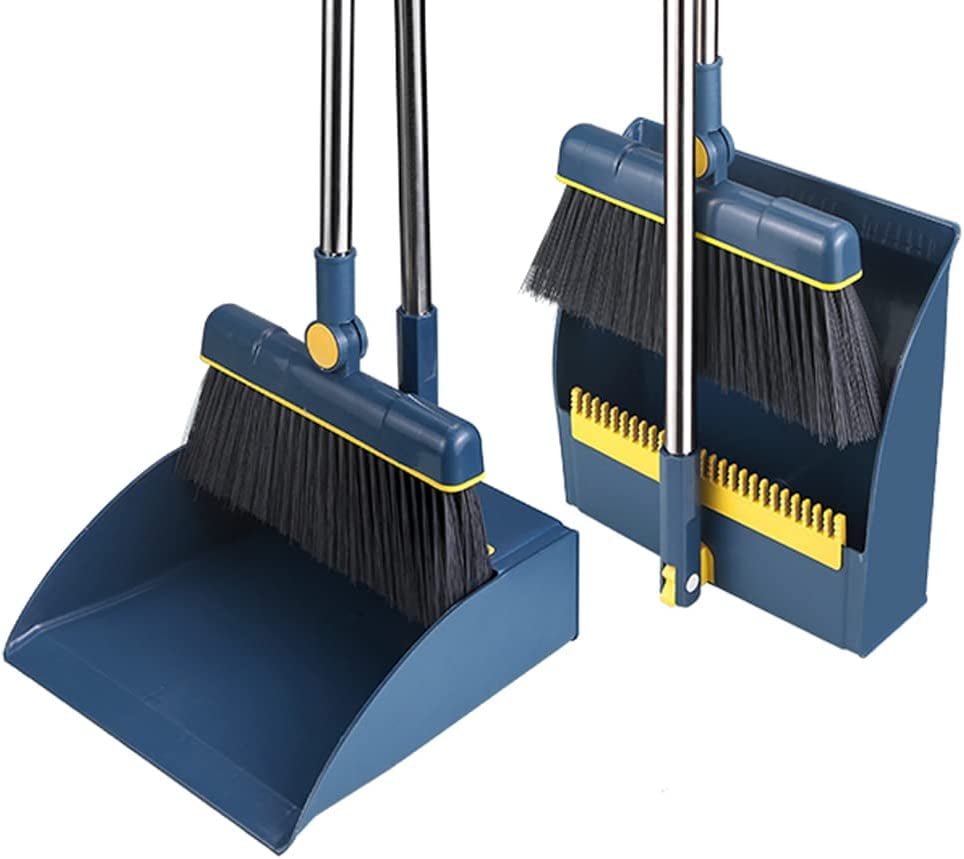 Broom and Dustpan Set for Home,Dustpan and Broom Set with 33 inch Long Handle for Home Kitchen Room Office Lobby Floor Use Upright Stand Up Broom and Dustpan Set for Home