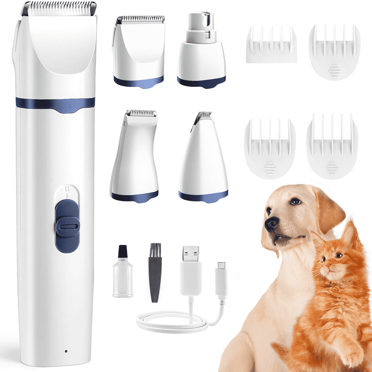 Hair Clippers Grooming Kit - Electric Cordless Cordless Pet Nail Grinder for Dog Cat, Pet Clippers Grooming Paws, Eyes, Ears