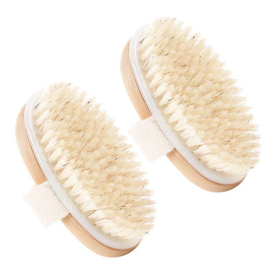 AMBLER 2 Pack Dry Brush, Exfoliating Dry Brushing Body Brush for Lymphatic Drainage, Dry Skin, Cellulite