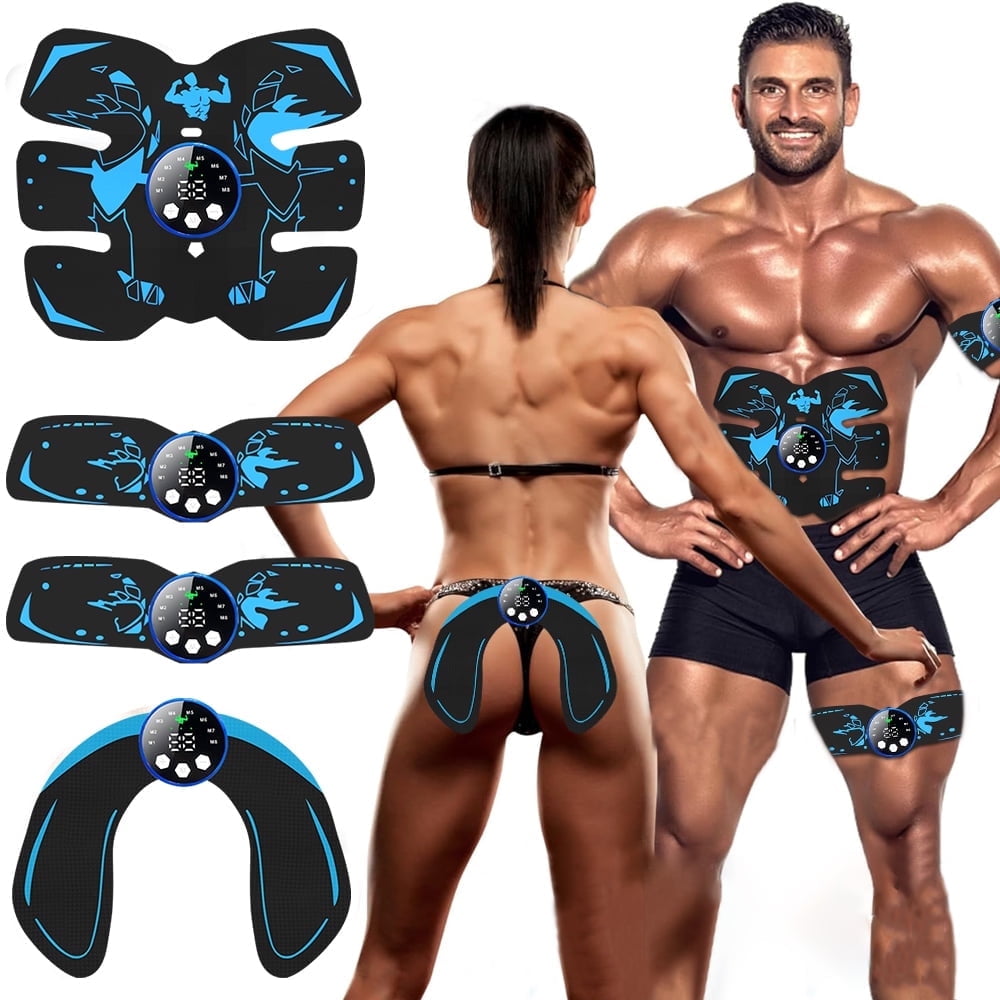 EMS Muscle Stimulator Abs Stimulator Full Body Ab/Arm/Hip Trainer 8 Modes 19 Intensities Abs Trainer Electronic Toning Belts home workout equipment for Abdomen/Waist/Leg/Arm/Hip