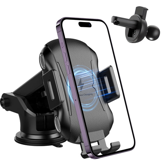 ETEPEHI Car Mount Charger: 15W Wireless Car Charger for iPhone 16/15/14/13/12, Fast Charging Phone Holder Mount