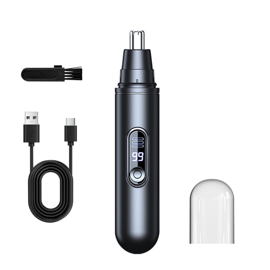 Ear and Nose Hair Trimmer for Men Women, Painless USB Rechargeable Nose Hair Trimmer Clipper, Waterproof Dual Edge Blades Nasal Trimmer Nose Clippers for Easy Cleansing (Black)