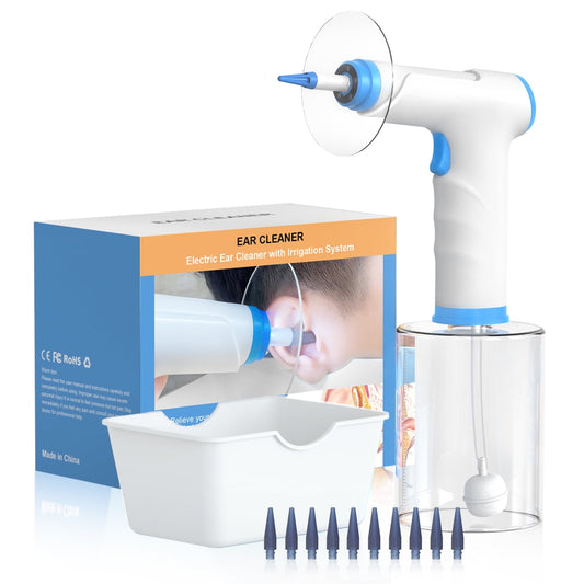 Ear Wax Removal - Electric Ear Cleaner with 4 Pressure Settings, Safe & Effective Ear Wax Removal Kit for Adults - Includes Basin, Towel & 10 Tips