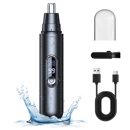 Ear & Nose Hair Trimmer for Men Women - Rechargeable Hair Trimmer with Dual Edge Blades, Professional Hair Removal Tool(Black)