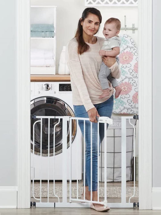 Easy Step Wide Walk Thru Baby Gate, Includes 6Extension Kit, Pressure Mount Kit, Wall Cups