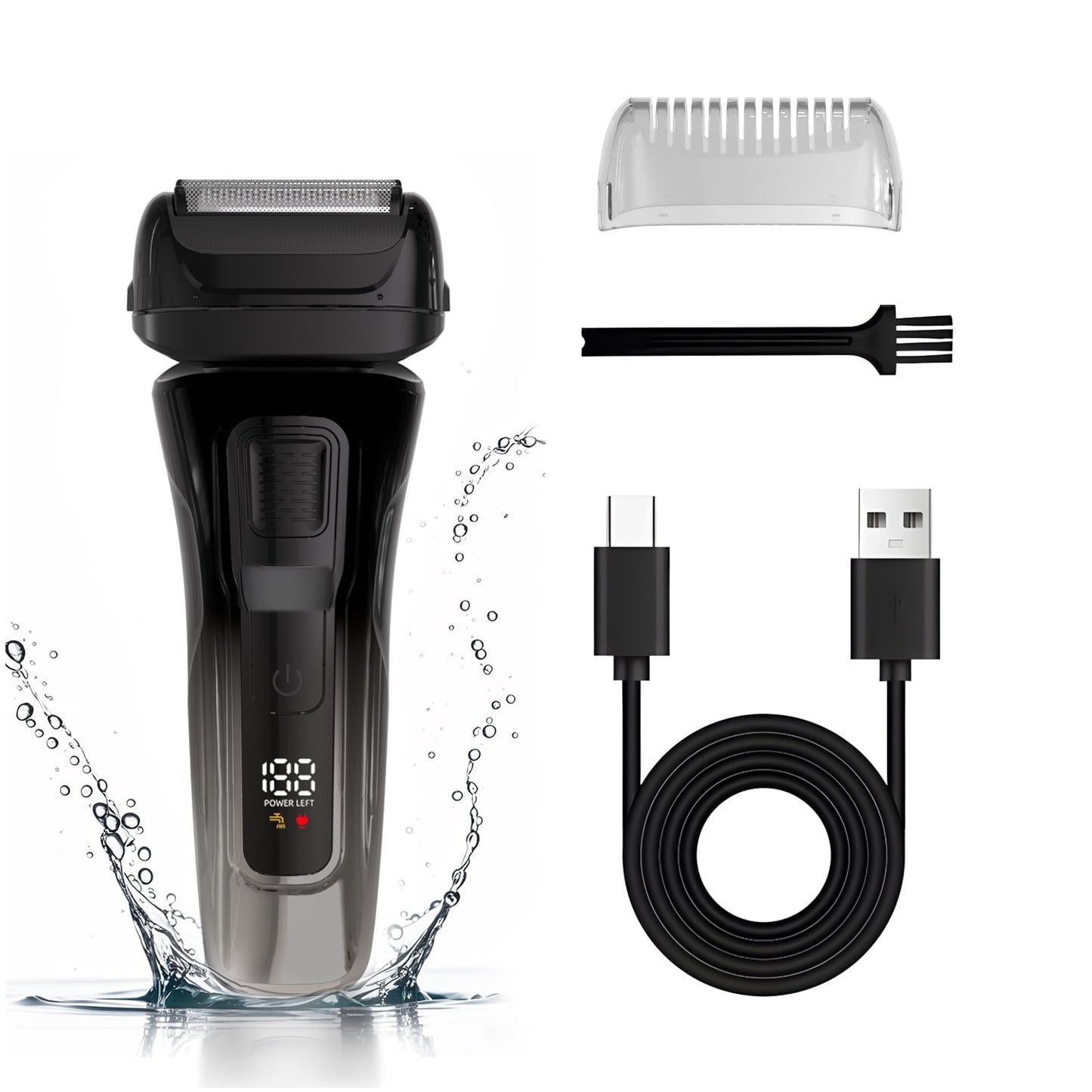 Electric Razor for Men - Cordless Foil Shaver with Pop-Up Trimmer, Lightweight Handheld Design Hair Trimmer with LED Display