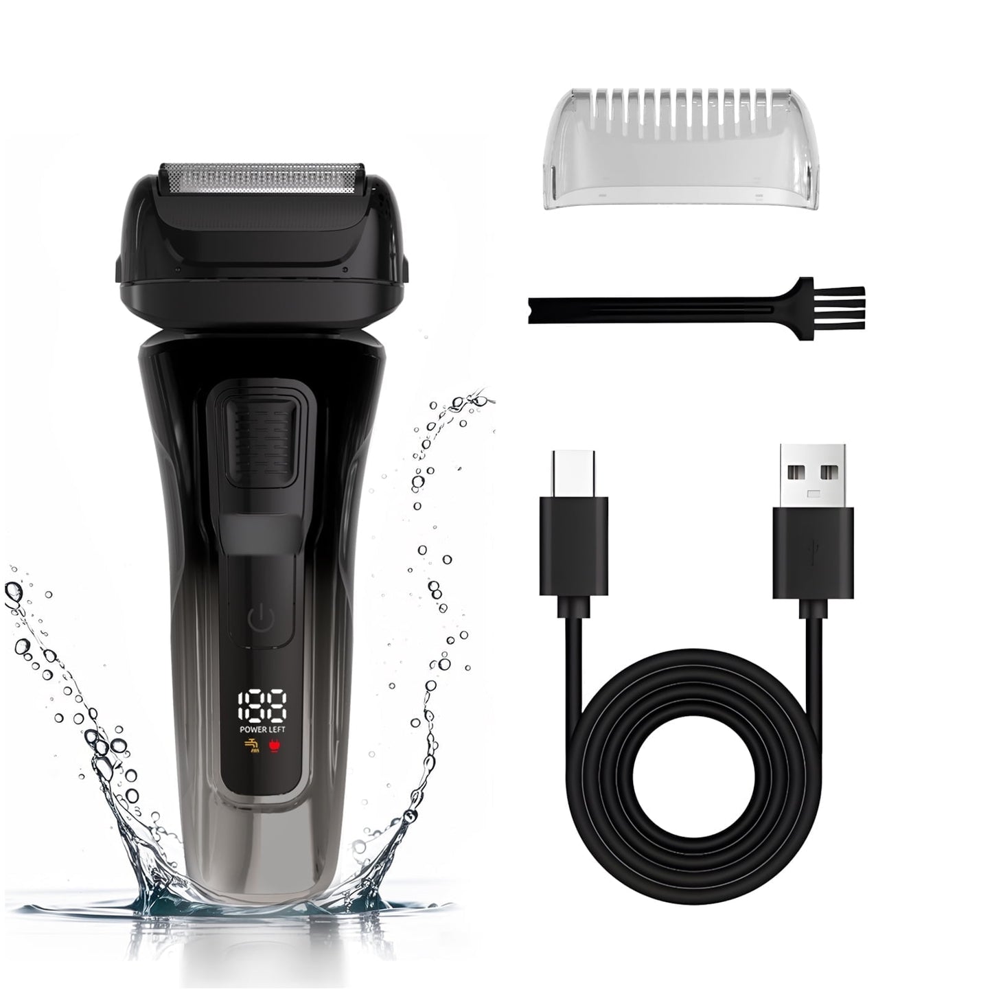 Electric Razor for Men - Handheld Design Hair Trimmer with LED Display Cordless Foil Shaver