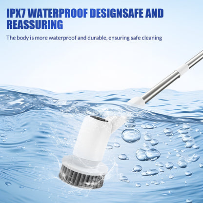 Electric Spin Scrubber, 2-Speed Shower Scrubber with 7 Replaceable Brush Heads, PX7 Waterproof Cordless Power Cleaning Brush with Adjustable Extension Handle, for Bathroom, Kitchen Cleaning