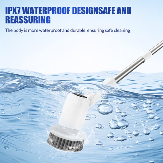 Electric Spin Scrubber, 2-Speed Shower Scrubber with 7 Replaceable Brush Heads, PX7 Waterproof Cordless Power Cleaning Brush with Adjustable Extension Handle, for Bathroom, Kitchen Cleaning