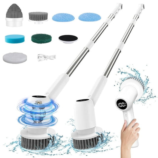 Electric Spin Scrubber, ATUPEN Cordless Shower Scrubber with 8 Replaceable Brush Heads for Cleaning Bathroom Kitchen Floor Tile Tub