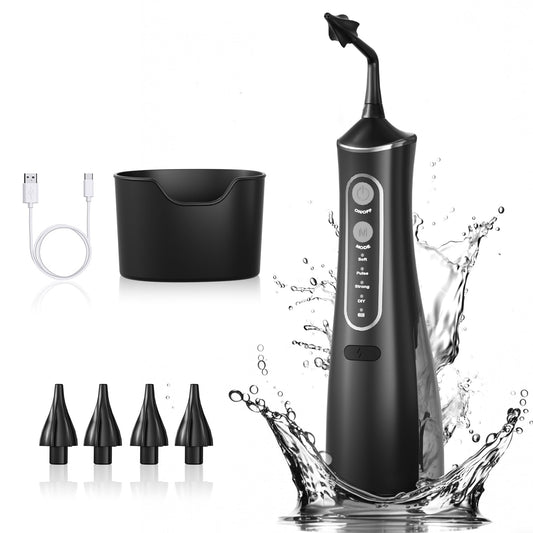 Ear Wax Removal - Electric Ear Cleaner with 4 Reusable Replacement Tips- Safe & Effective for Ear Wax Buildup - Electric Ear Cleaning Kit (Black)