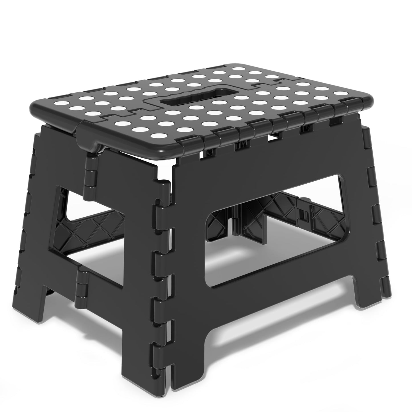 Folding Step Stool 9 Inch for Adults and Kids Holds Up to 300 lbs Compact Plastic Foldable Step Stool for Bathroom Non-Slip Folding Stools with Portable Handle Bedroom