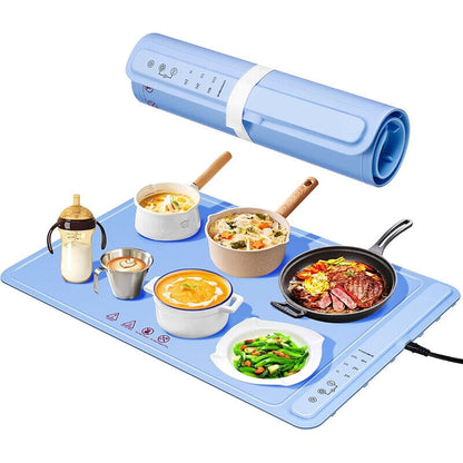 Food Warming Mat for Buffet, Electric Warming Tray to Keep Food Warm at Party, Silicone Heating Mat with 3 Temperature Levels& Auto Shut-Off