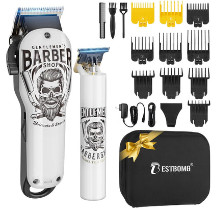 Hair Clippers & Trimmer Ceramic T-Blade Cordless Haircut Sets Rechargeable 2000mAh/1200mAh with 10 Guide Combs & for Men/Father/Husband/Boyfriend