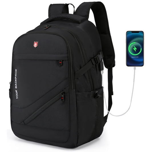 Kailwokk Travel Laptop Backpack for Men, 21" Large Waterproof Anti Theft Business Bag with USB Port, Black