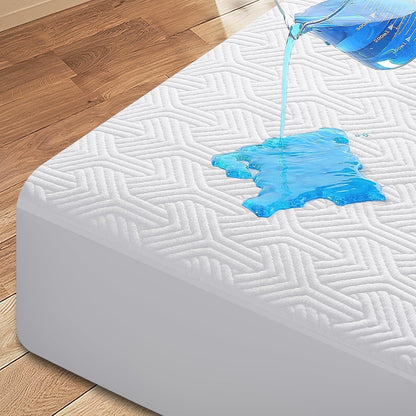 King Viscose Made from Bamboo Mattress Protector Waterproof Mattress Pad Cover with Deep Pocket