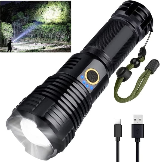 LED Flashlight Rechargeable with 5 Modes Waterproof for Camping Hiking Outdoor Biking