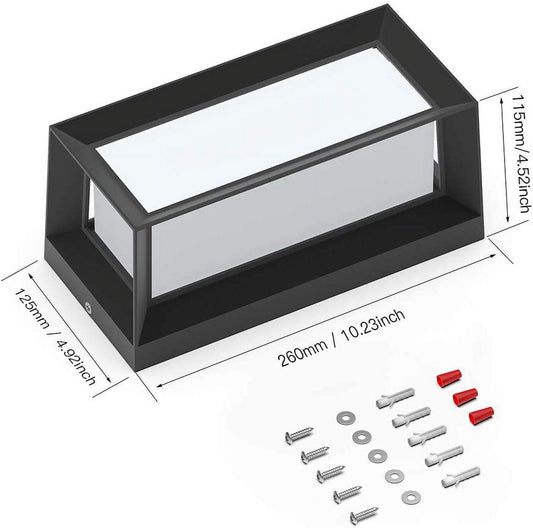 Modern Exterior LED Wall SconceMounted Wall Patio LampsOutdoor Wall-Porch-Light24W-Led Matte Black Exterior Wall Fixtures3-Color-Changeable for Garage Walkway Backyard Garden