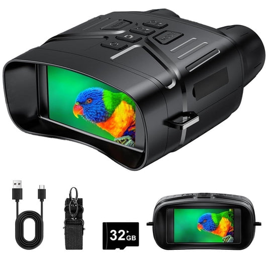 Night Vision Goggles - 4K Binoculars 5000mAh Battery, 32GB TF Card 3" HD Screen for Camping Security, Black
