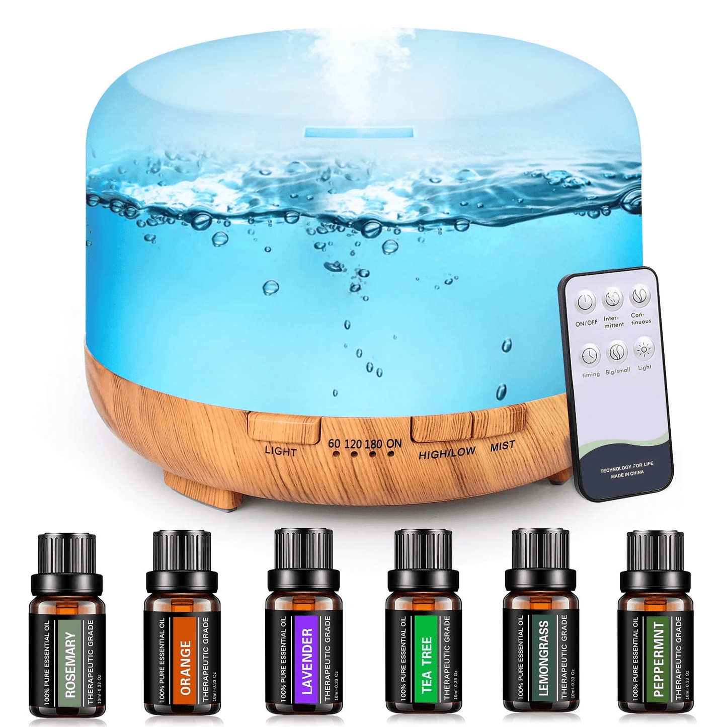 Oil Diffuser with Remote Control, Premium Ultrasonic Aromatherapy Diffusers Scent Humidifier Vaporizer Auto-Off Timer for Large Room Home