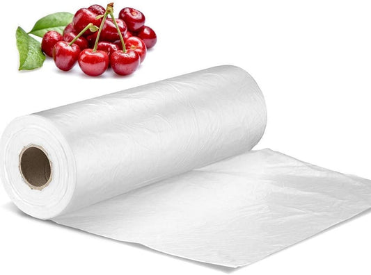 Plastic Produce Bag on a Roll, Clear Food Storage Bags for Bread Fruits Vegetables