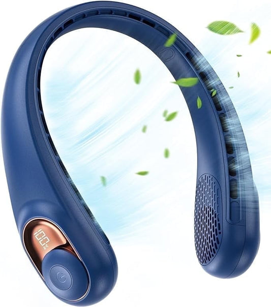 Portable Neck Fan, Hands-Free Bladeless 3 Speeds 5200 mAh Personal Fan Gift for Women Men Dad