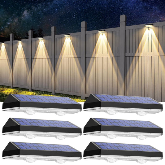 Solar Fence Lights Outdoor - Waterproof 3 Mode Solar Deck Lights for Outside Yard Railing Step Patio Stair and Wall (6 pack)