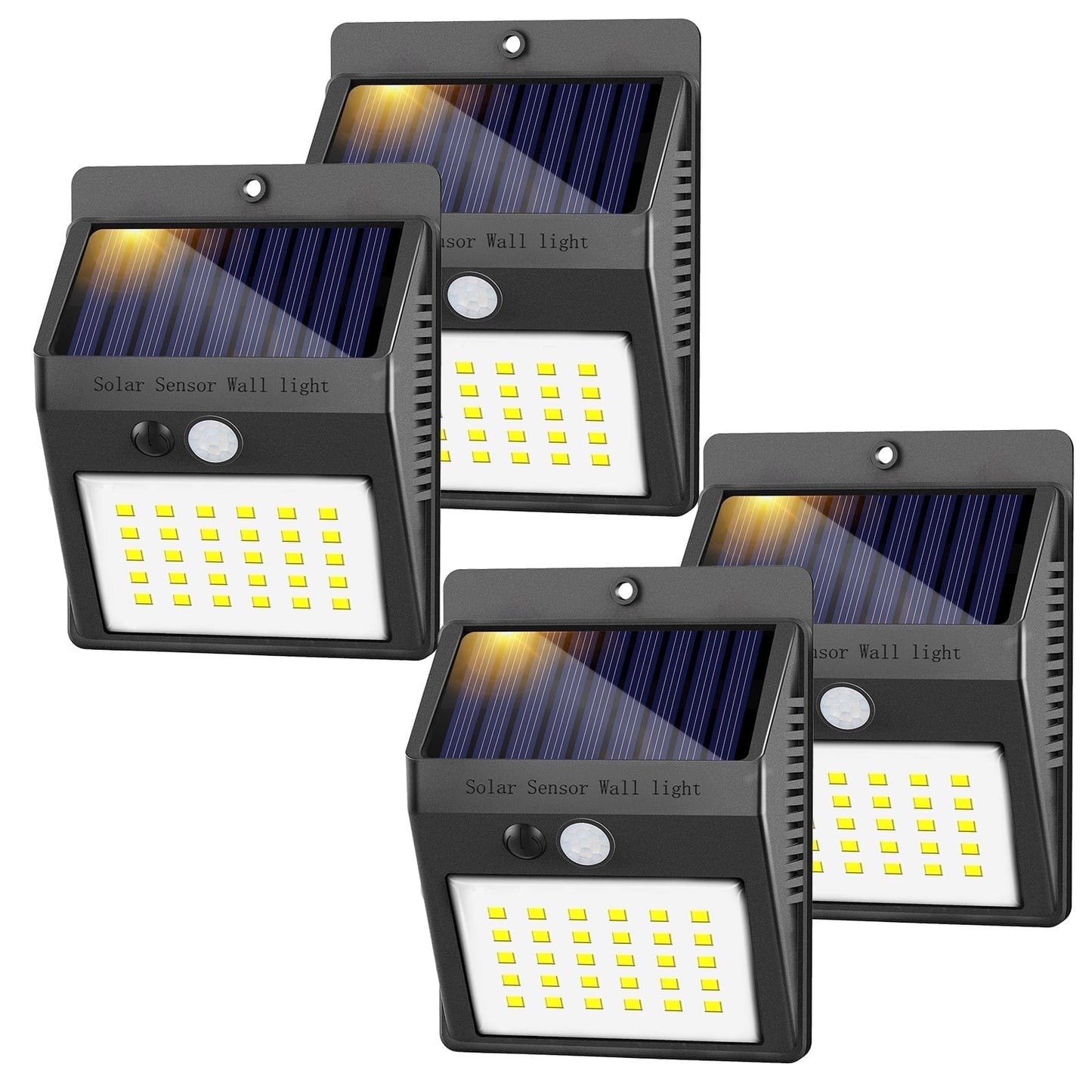 Solar Outdoor Lights -Waterproof Sensor Wireless Security Lights for Garden Fence Yard 4Pack