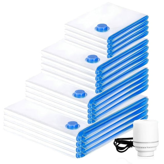 TORIO Electric Vacuum Storage Bags, 2-Layer Seal Design with Pump, Space-Saving for Clothes, Bedding, and Travel