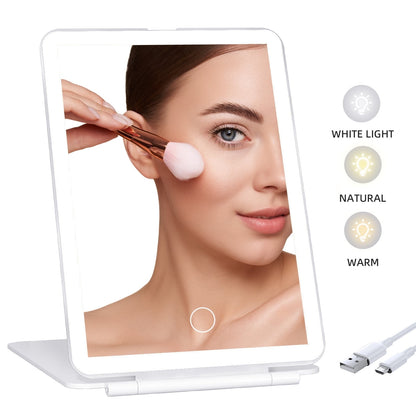 TORIO Portable Makeup Mirror with 72 LED Lights, USB Rechargeable, 3 Adjustable Light Settings – Perfect for Travel, Home, and Makeup Application