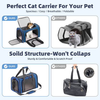 TORIO Pet Travel Backpack, for Cats & Small Dogs,Comfortable & Breathable, Ideal for Long Journeys,Blue