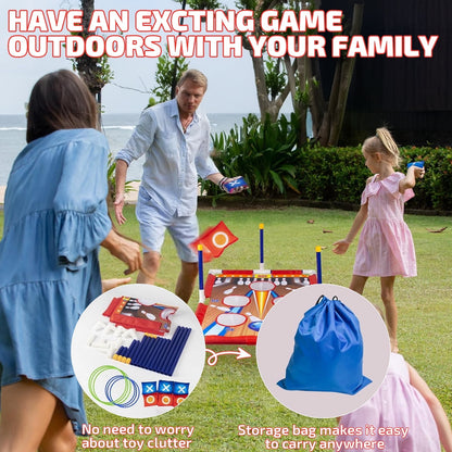 Absoke Bean Bag Toss Game for Kids, 2-in-1 Cornhole Game Loop & Sandbag Outdoor Toys for Kids Ages 3-8