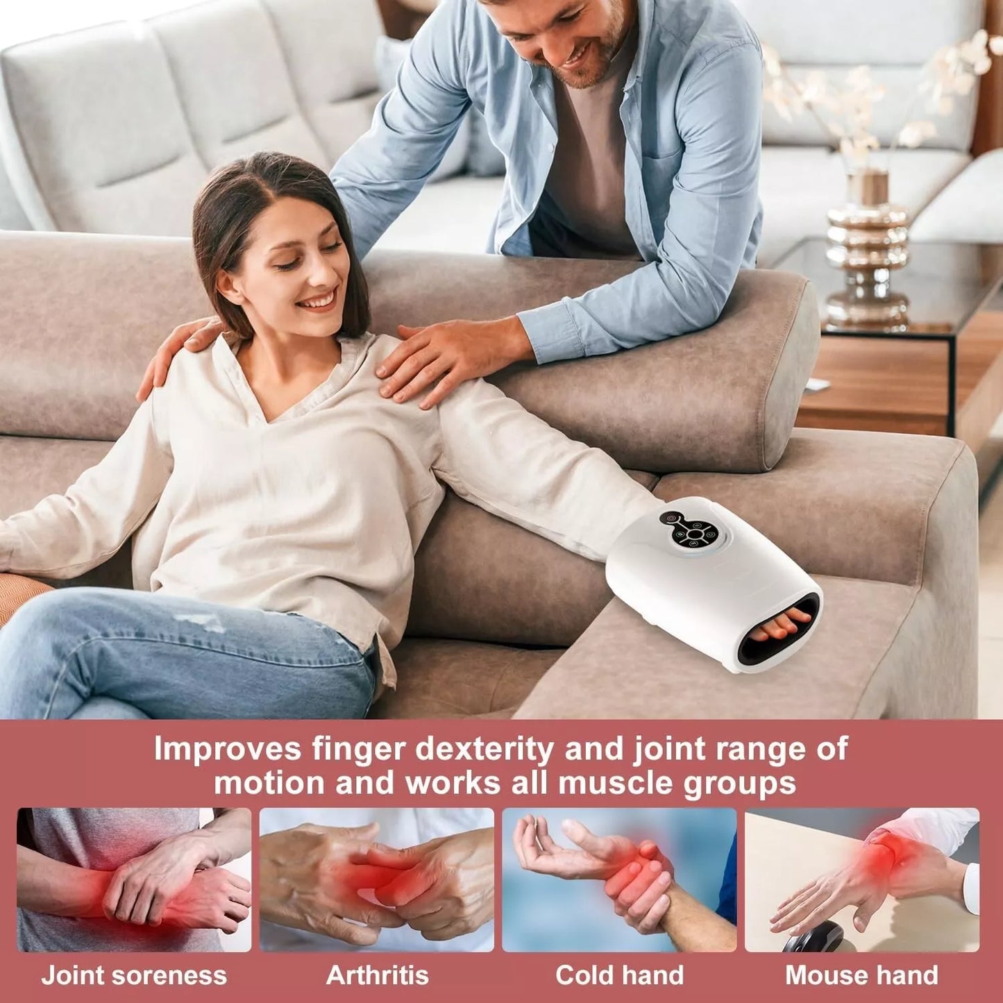 Hand Massager Cordless Electric Massagers with Heat Can Relieve Hand