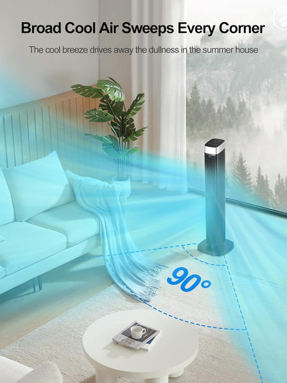 Tower Fan for Bedroom90¡ã Oscillating Standing Fan with 24H Timer 41inQuiet Bladeless Floor Fan Remote Control