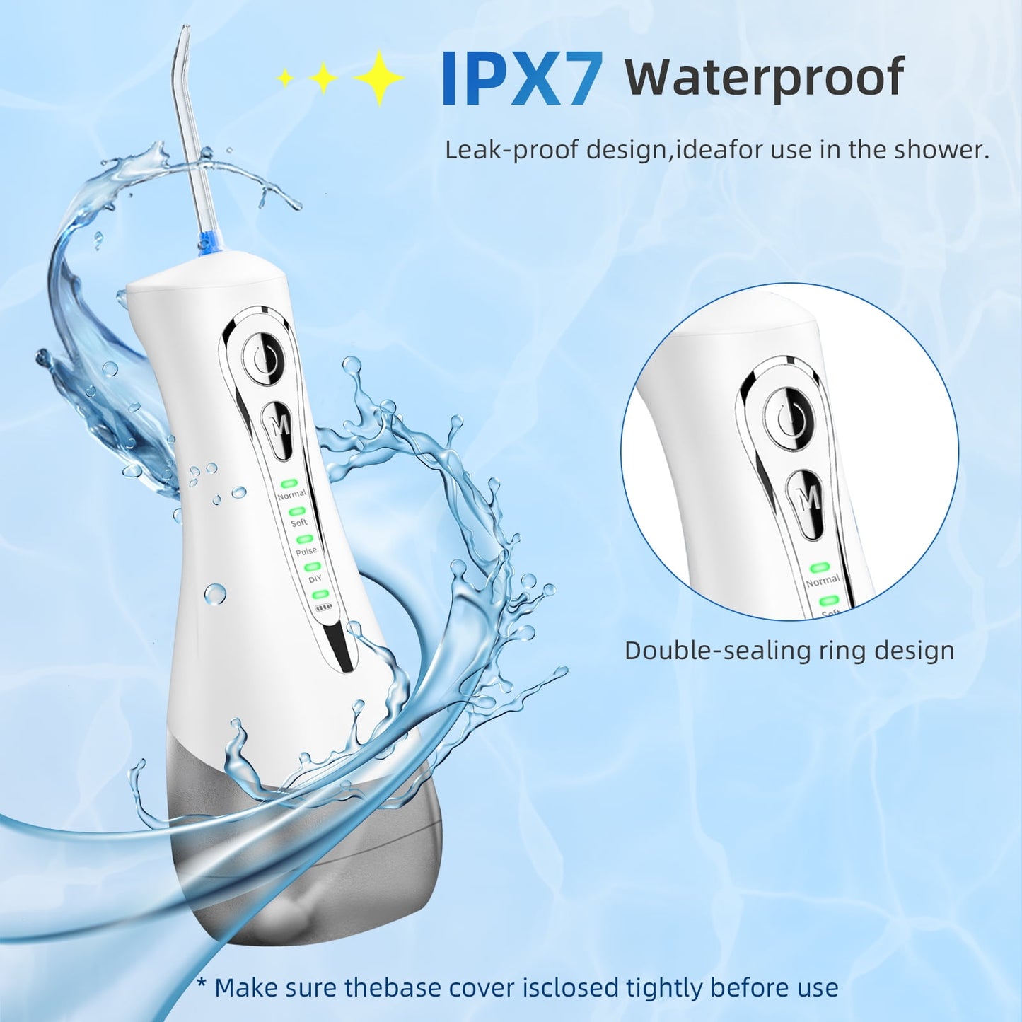 Cordless Water Flosser for Teeth - 4 Modes Dental Teeth Cleaner, Portable Irrigador Dental with 5 Jet Tips & 320ML Larger Tank for Travel, White