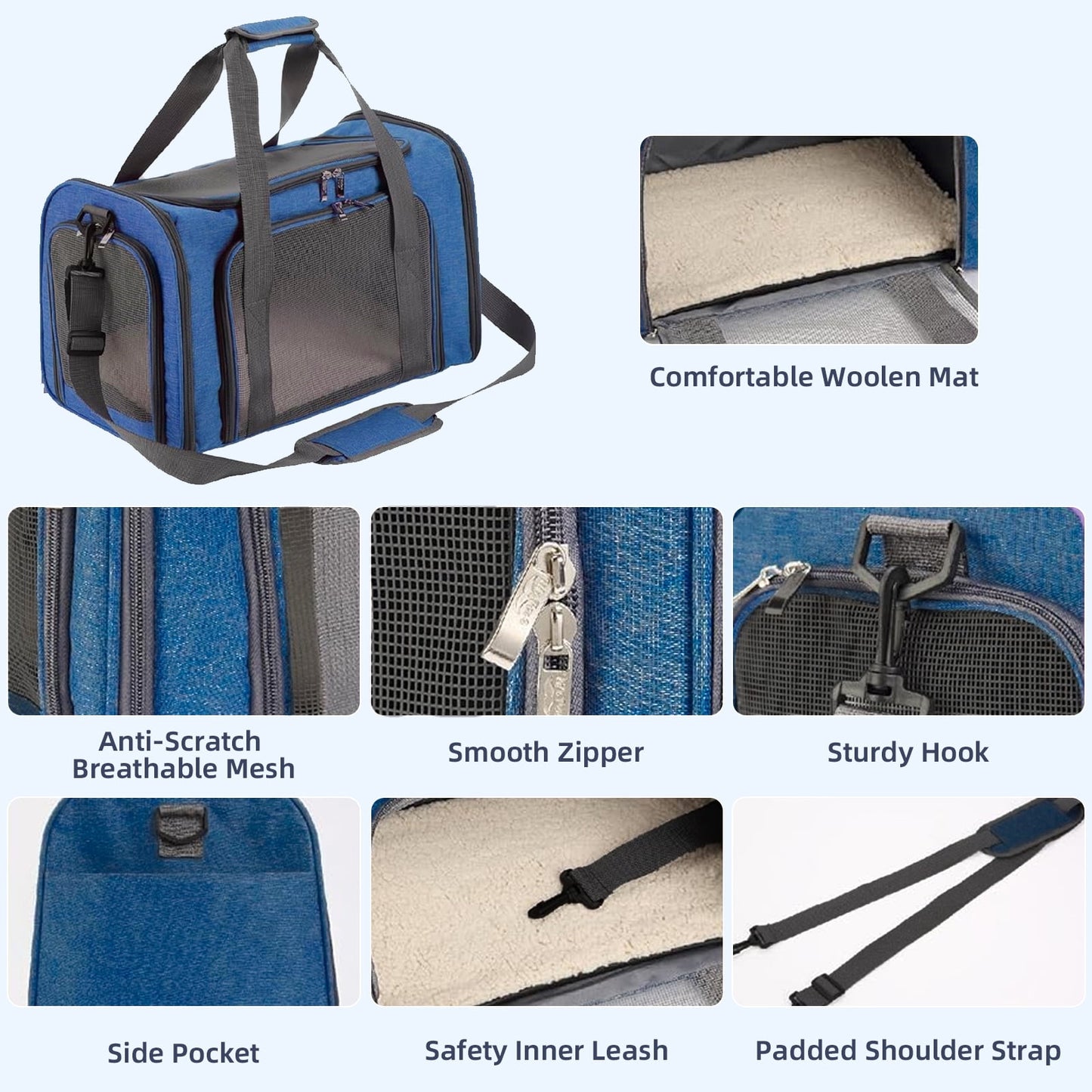 TORIO Pet Travel Backpack, for Cats & Small Dogs,Comfortable & Breathable, Ideal for Long Journeys,Blue