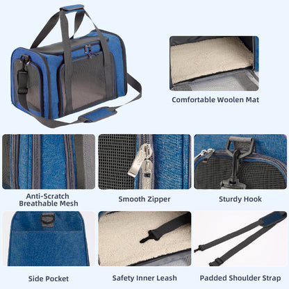 TORIO Pet Travel Backpack, for Cats & Small Dogs,Comfortable & Breathable, Ideal for Long Journeys,Blue