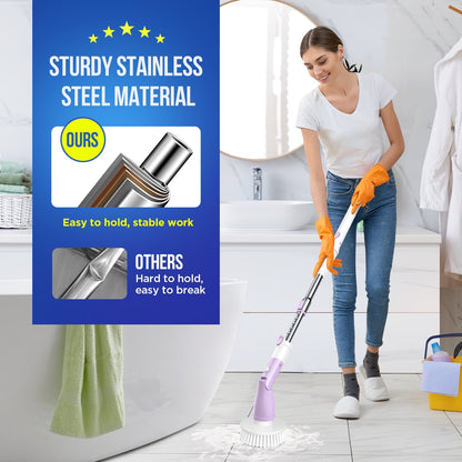 SZRSTH Electric Spin Scrubber - Cordless Cleaning Brush with Extendable Handle Power Shower Scrubber for Bathroom Kitchen Tile Floor