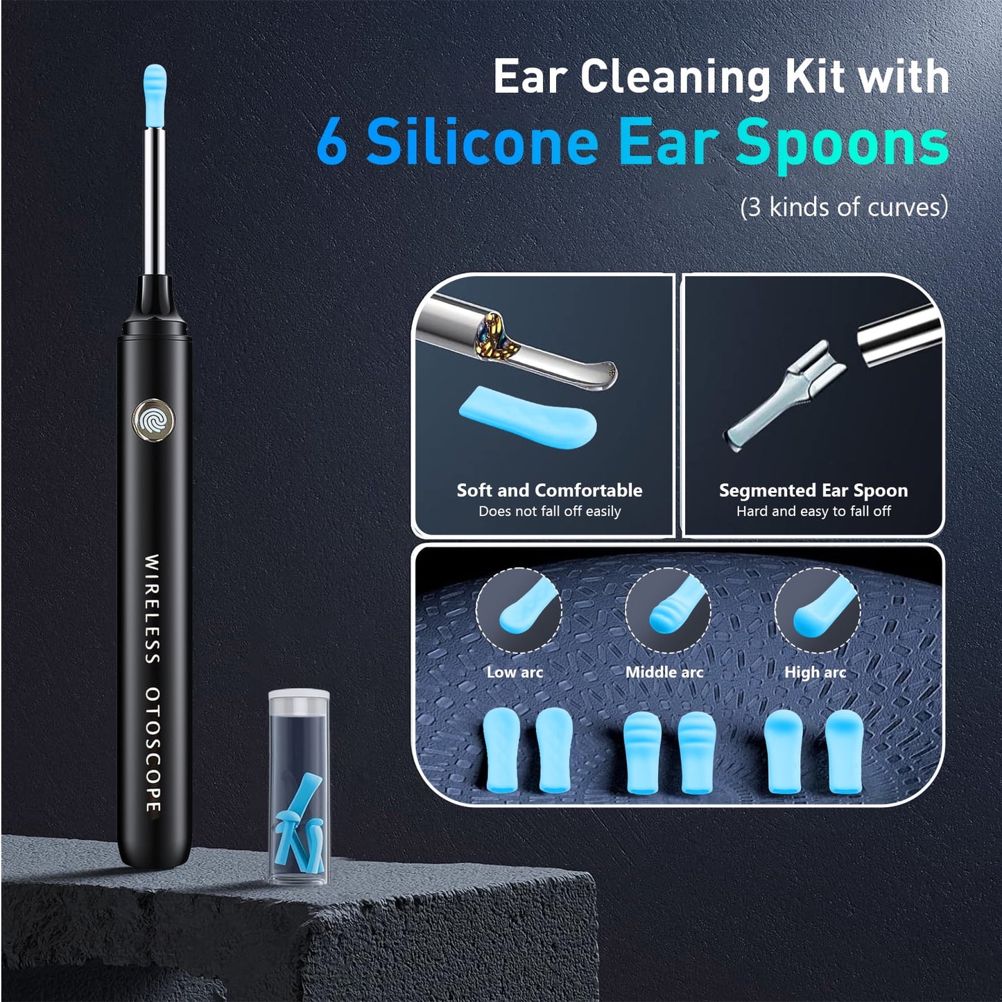 Ear Wax Removal - Ear Cleaner with Camera - 6 LED Lights and 6 Ear Picks - Ear Camera