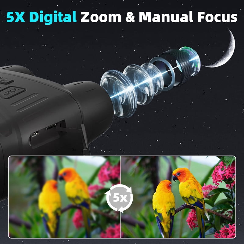 Night Vision Goggles - 4K Binoculars 5000mAh Battery, 32GB TF Card 3" HD Screen for Camping Security, Black